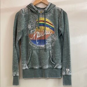 Green Kauai Hoodie with Rainbow Graphic